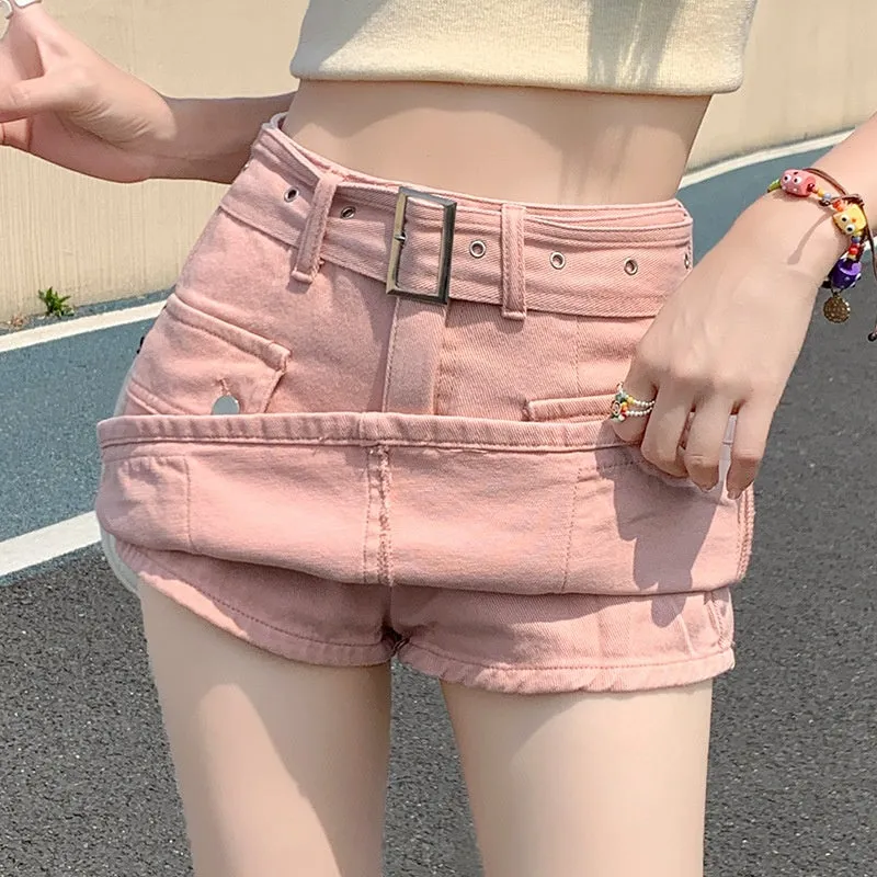 Denim Short Culotte Women's Summer Thin Fashion Hot Girl Slimming Loose High Waist Straight Cargo Pants