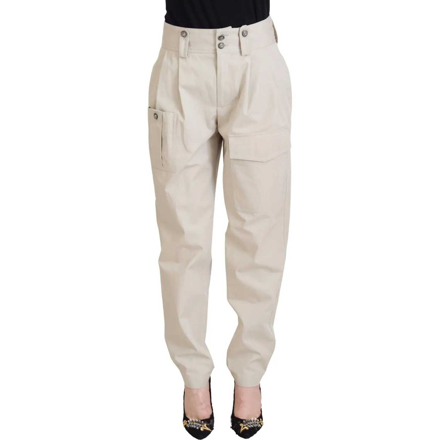 Dolce & Gabbana Chic Beige Cotton Trousers for Elegant Comfort