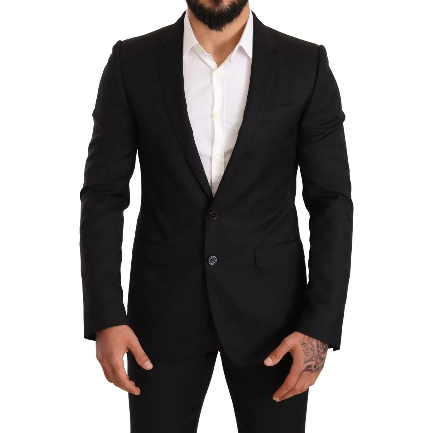 Dolce & Gabbana Elegant Martini Black Wool Suit