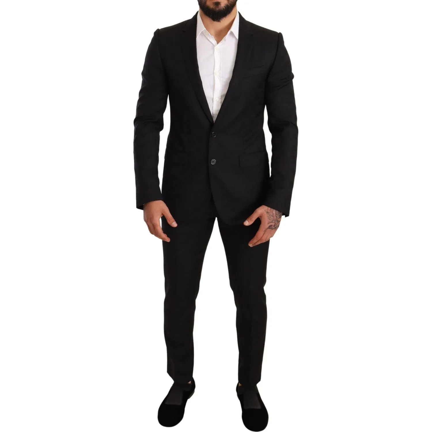 Dolce & Gabbana Elegant Martini Black Wool Suit