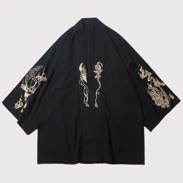 Embroidered Kimono Cardigan