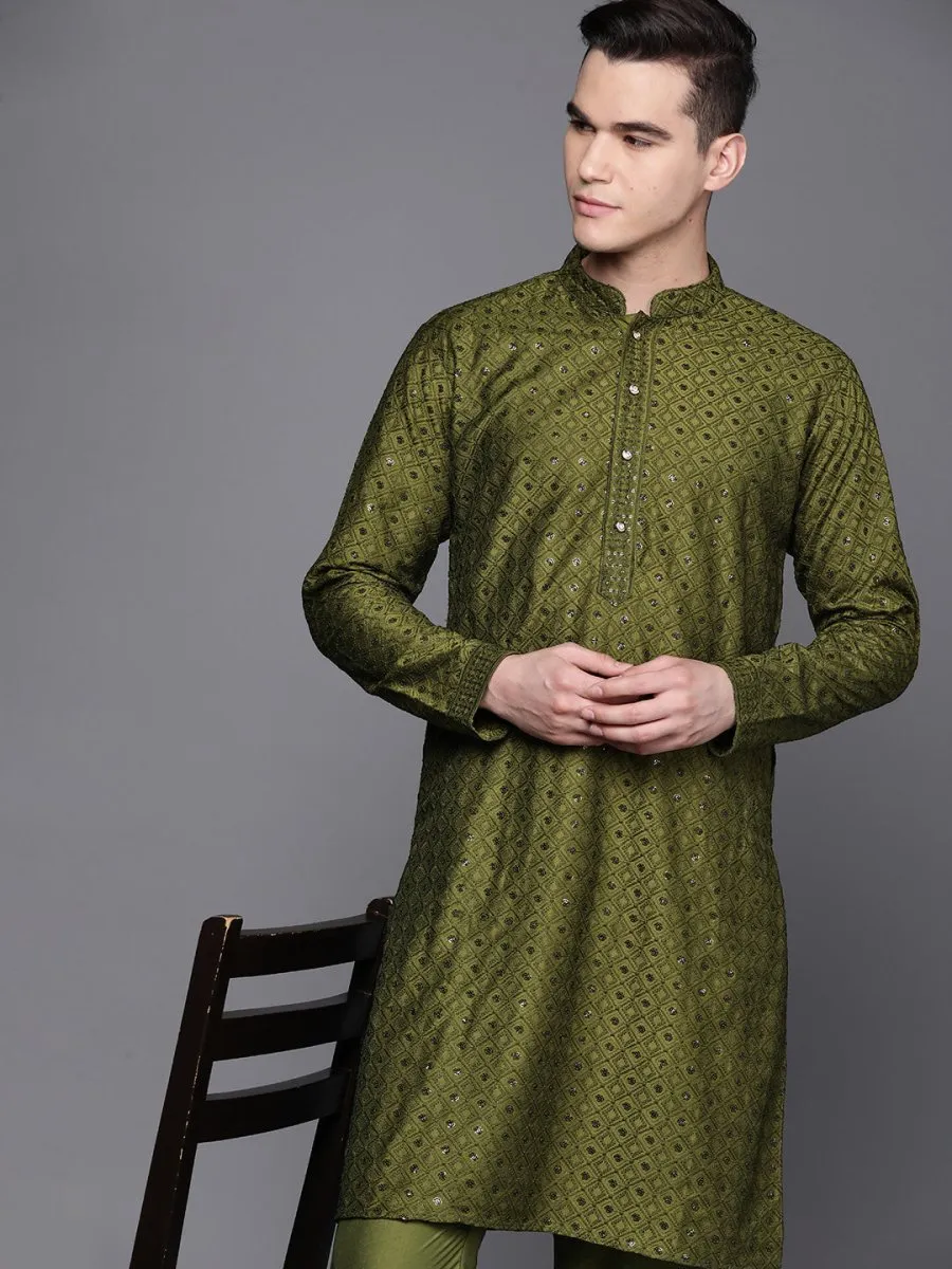 Ethnic Motifs Embroidered Chikankari Kurta with Trousers