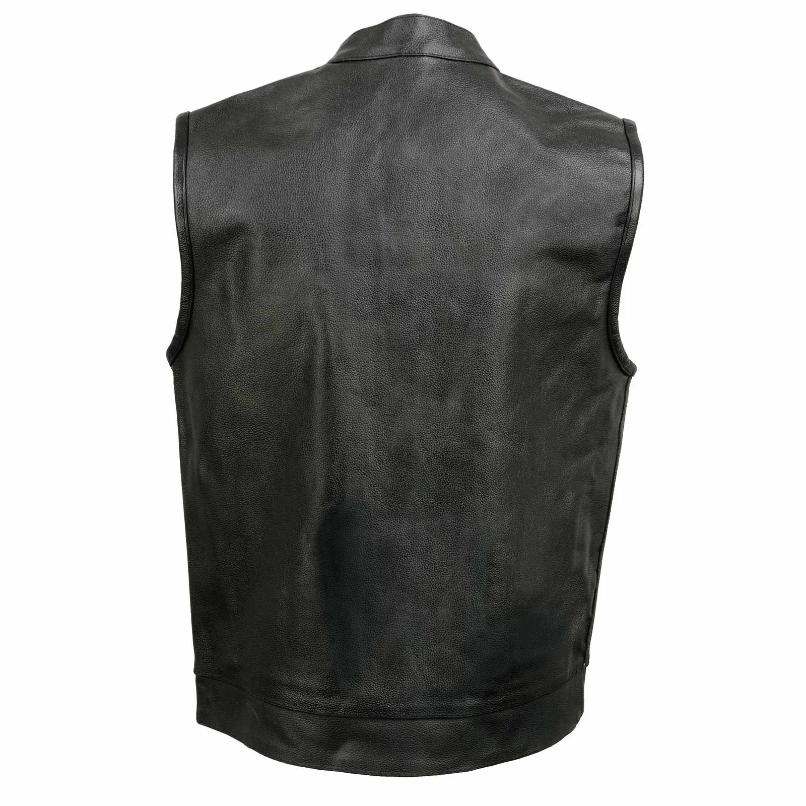 Event Leather ELM3910 Black Motorcycle Leather Vest for Men w/ Dual Closure - Riding Club Adult Motorcycle Vests