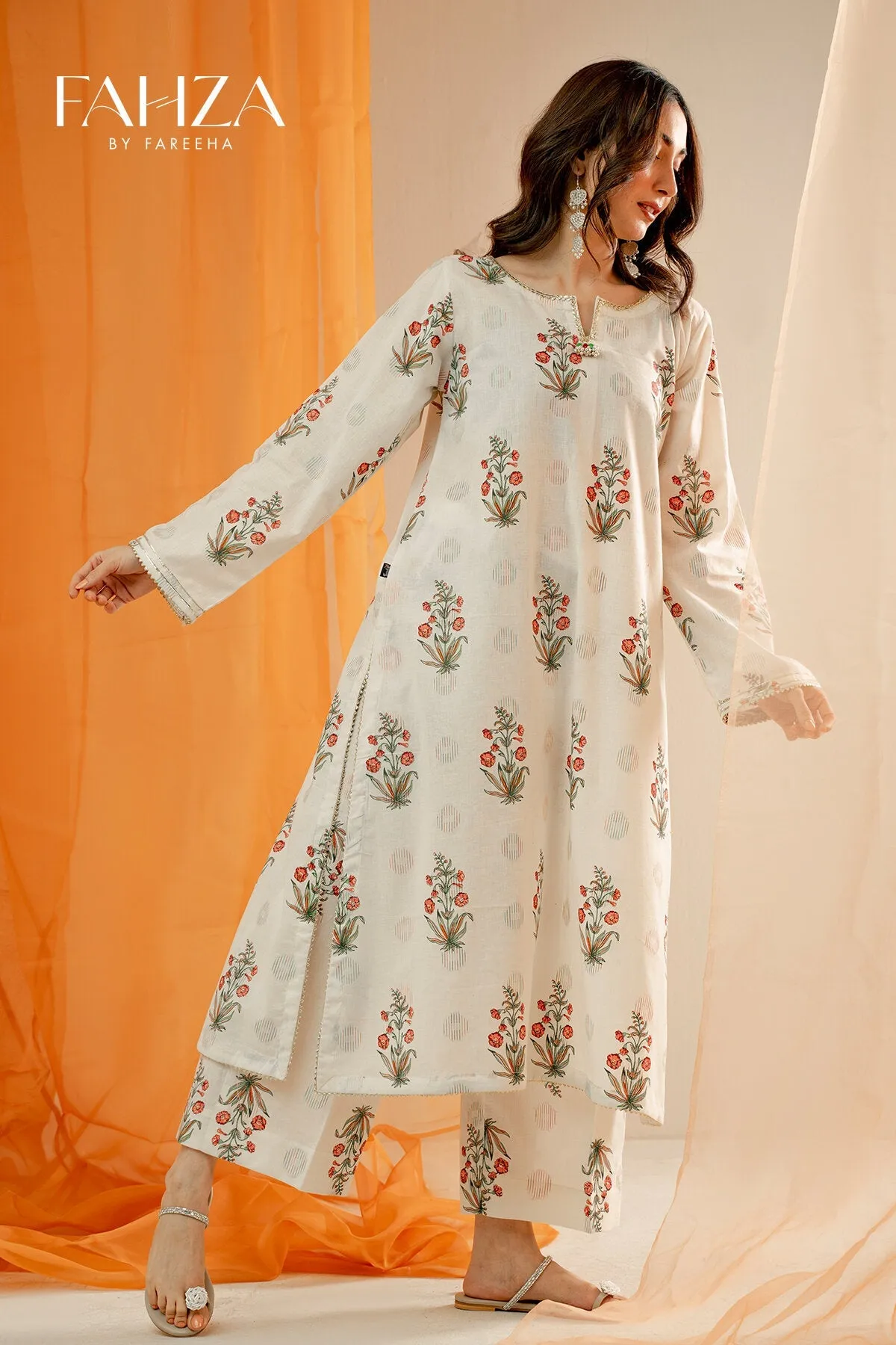 Fahza by Fareeha - Aria - Cream White - Cotton Lawn - 2 Piece