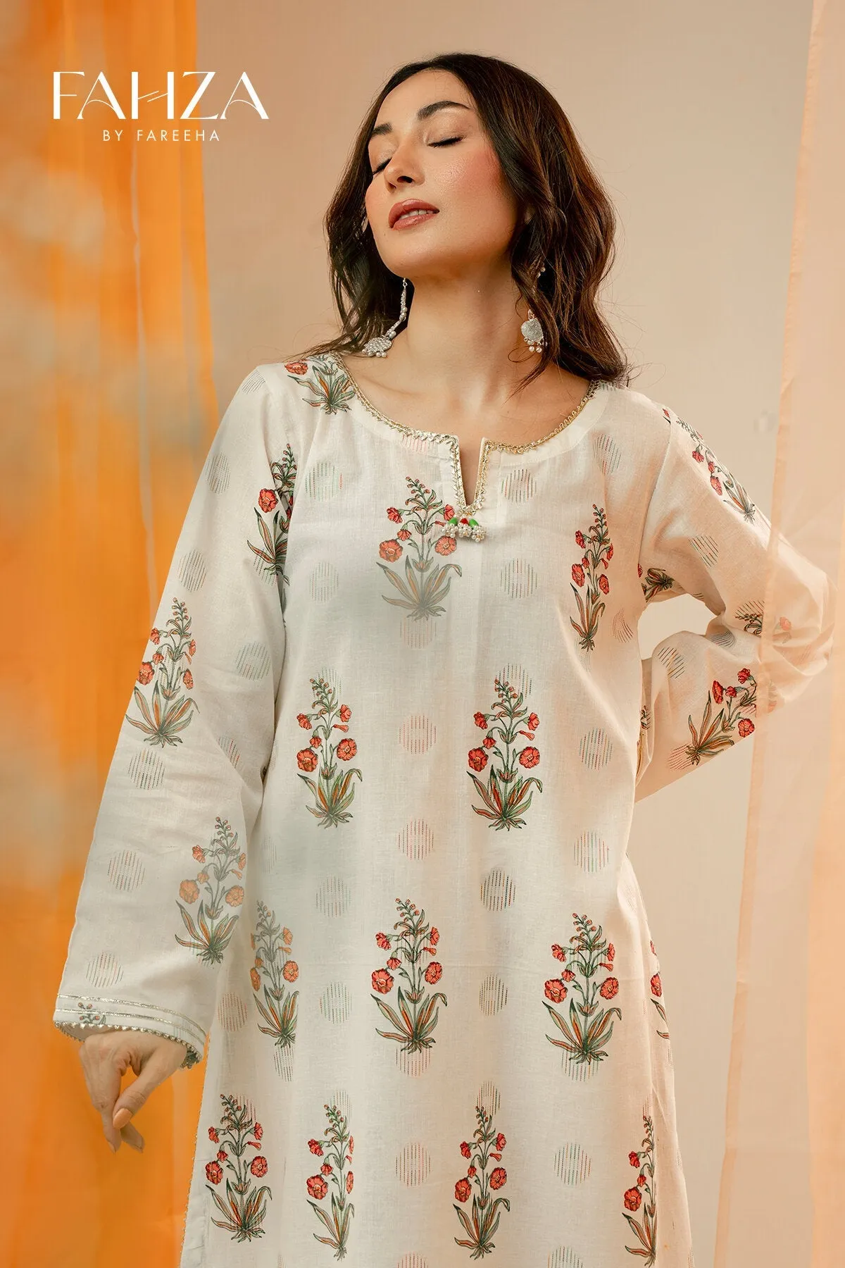 Fahza by Fareeha - Aria - Cream White - Cotton Lawn - 2 Piece