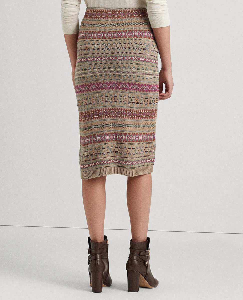 Fair Isle Linen-Blend Pencil Skirt In Multi