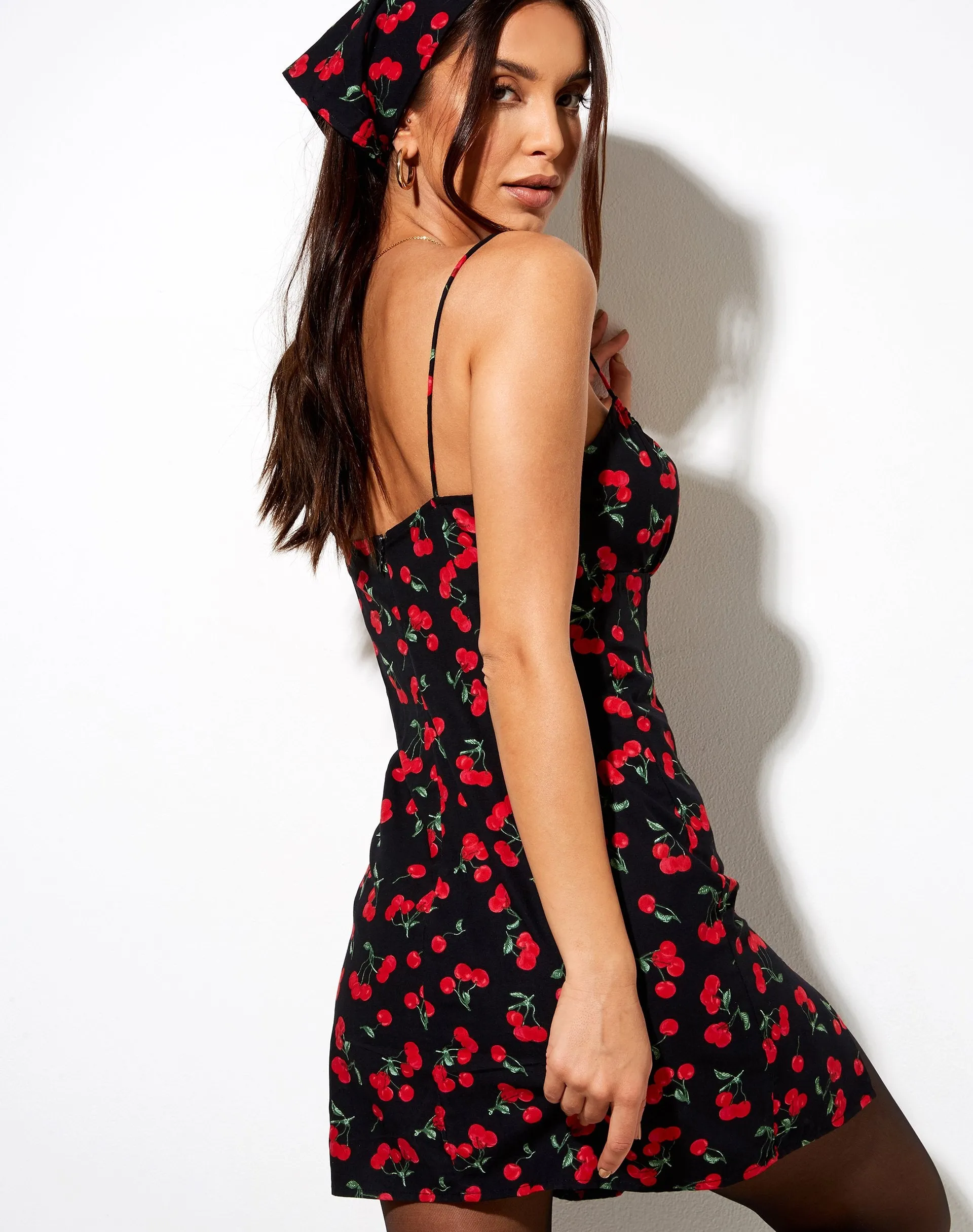 Famala Mini Dress in Cherries Black