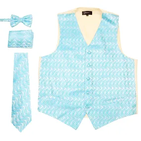 Ferrecci Mens PV150 - Turquoise/Cream Vest Set