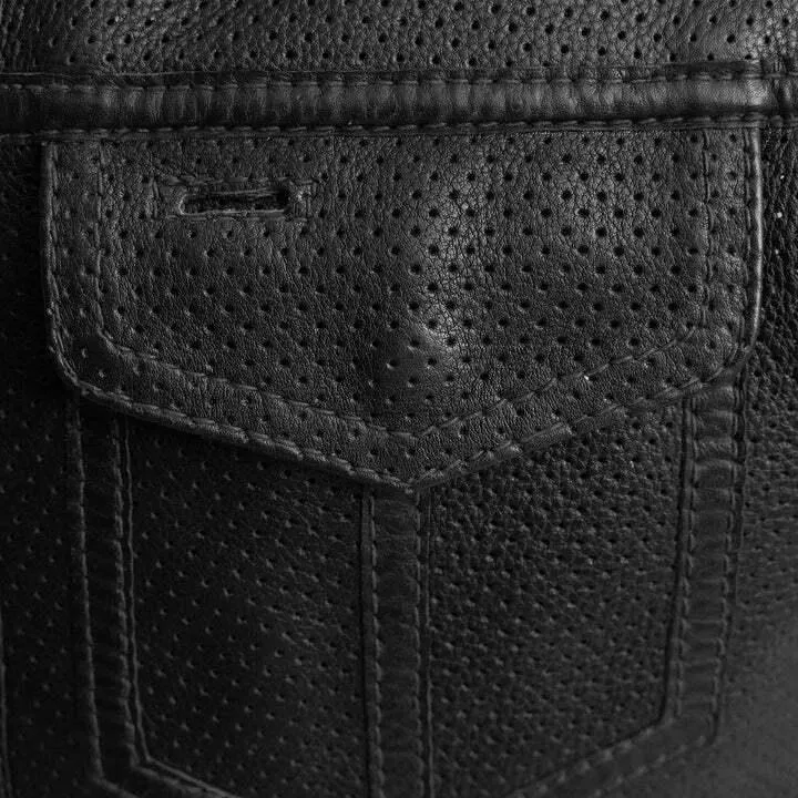 First Mfg Lowside Men's Perforated Motorcycle Leather Vest