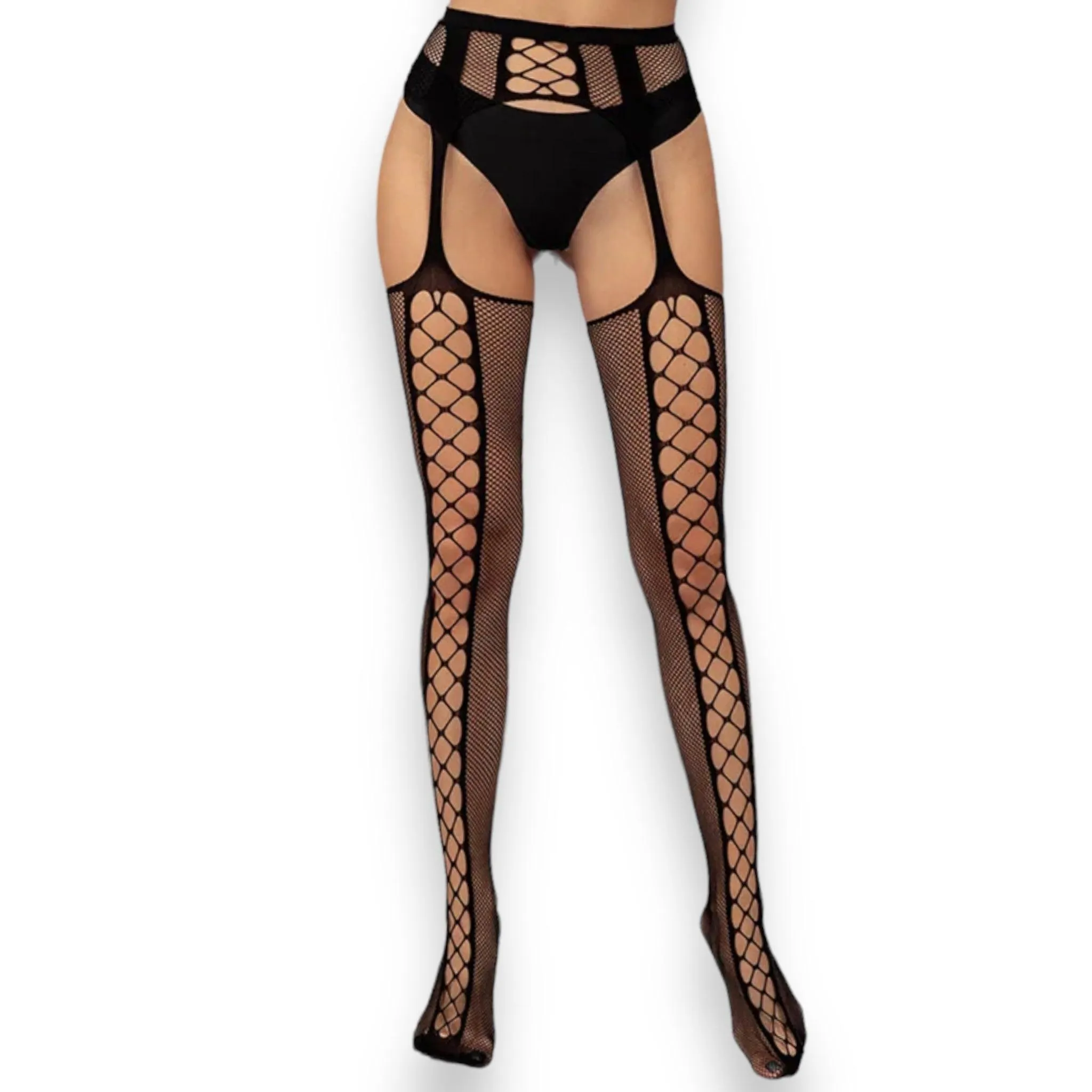 Fishnet Thigh High Waist Suspender Tights