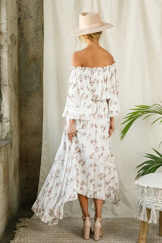 Floral Print Maxi Ruffle Skirt Set