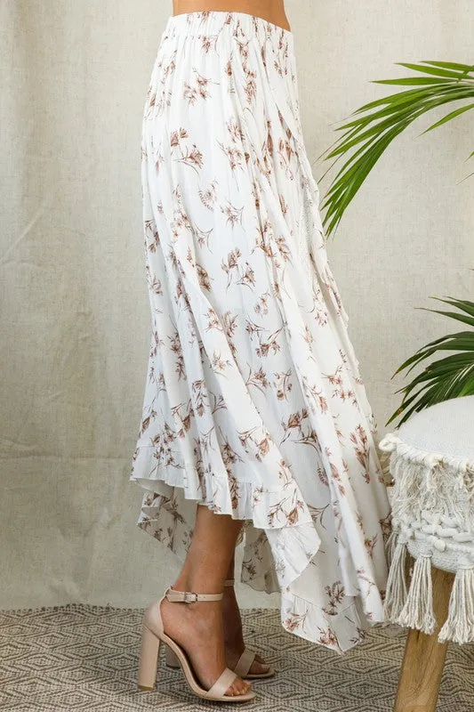 Floral Print Maxi Ruffle Skirt Set