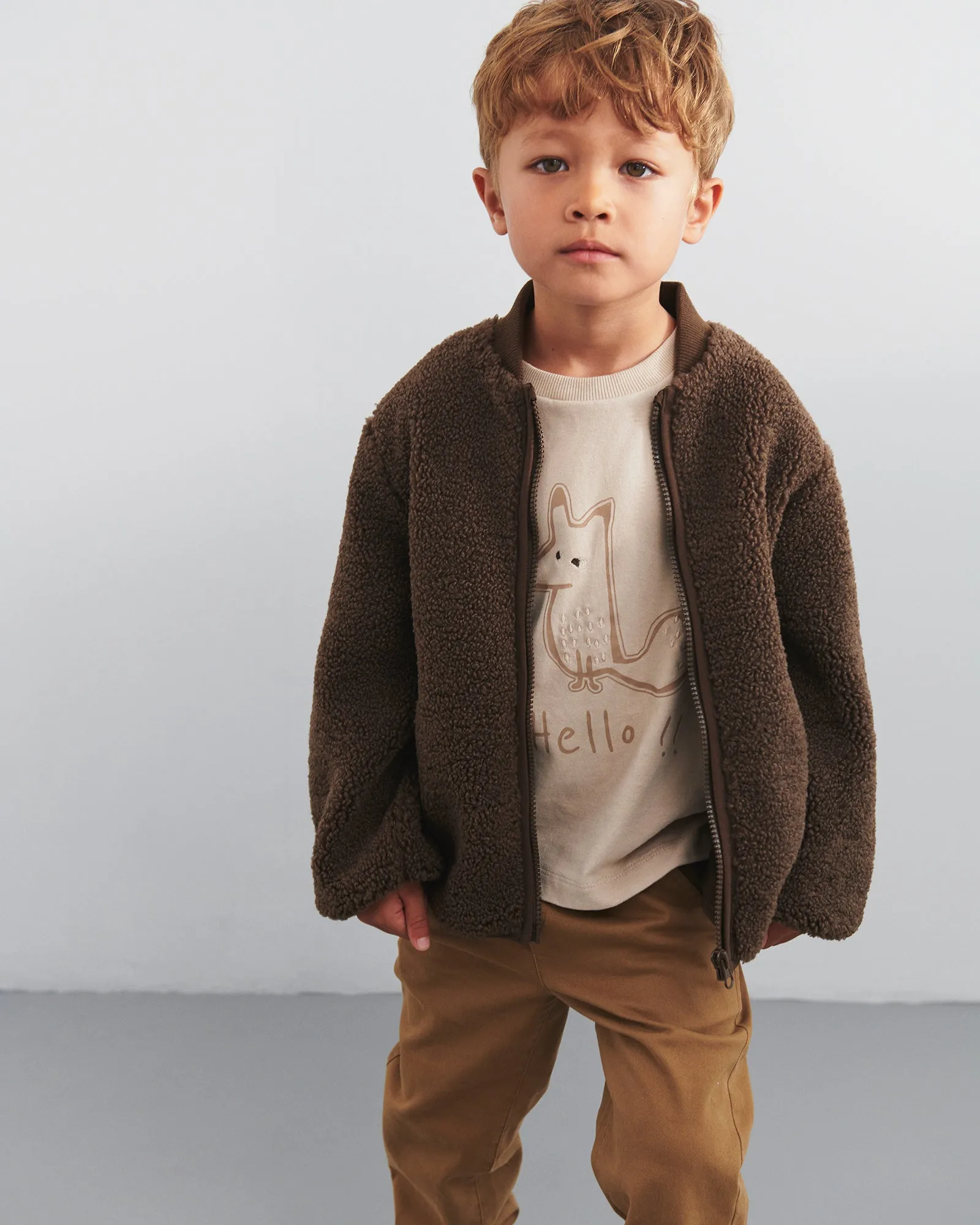 Foxie Long Sleeved T-shirt - Kids - Beige