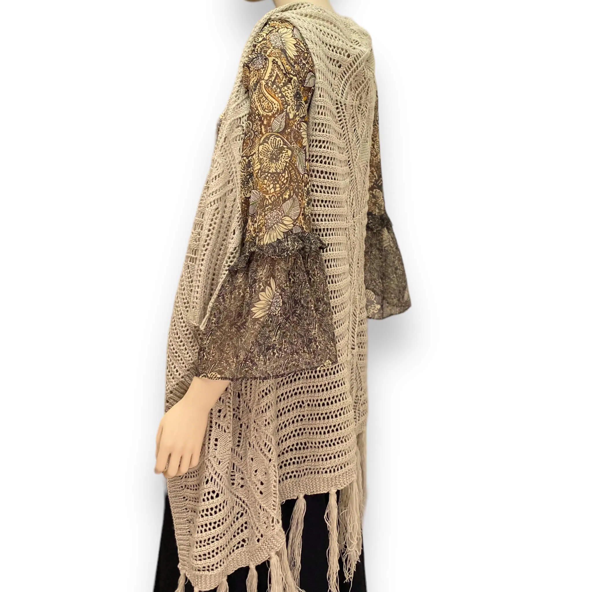 Fringe Knitted Sleeveless Cardigan Vest