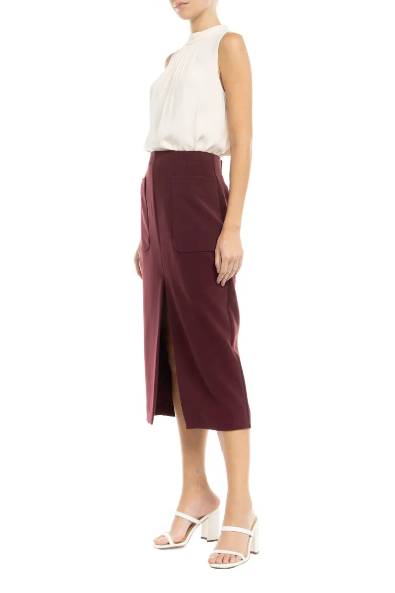 Front Slit Midi Pencil Skirt