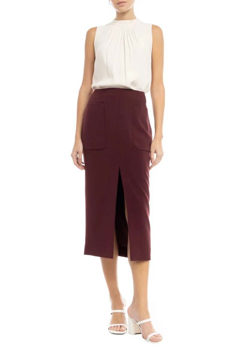 Front Slit Midi Pencil Skirt