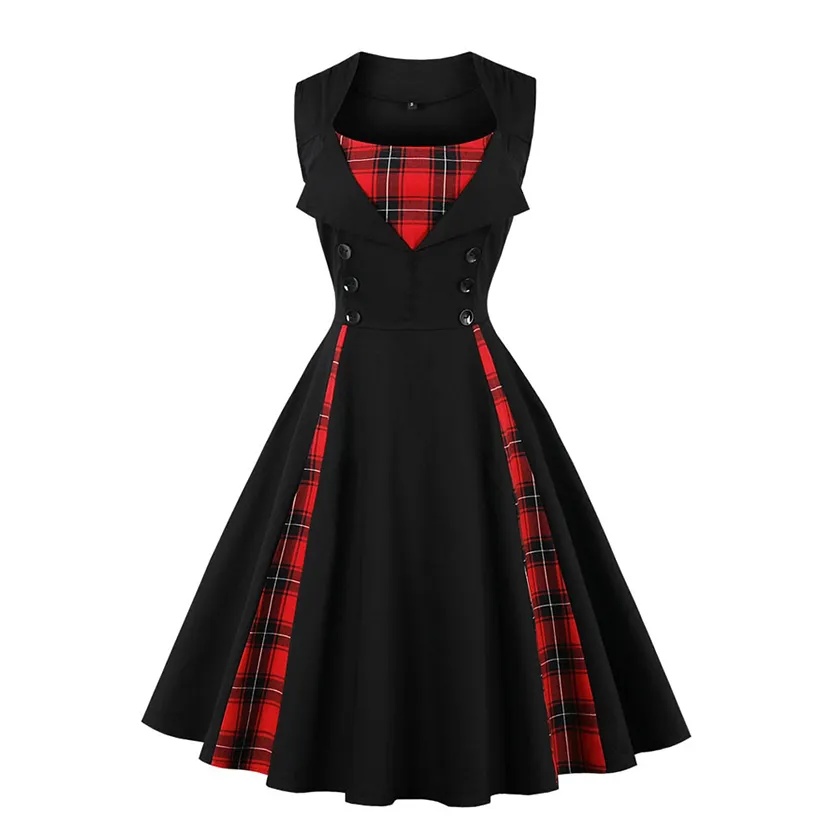 Funki Buys | Dresses | Women's Gothic Plaid Vintage Dress