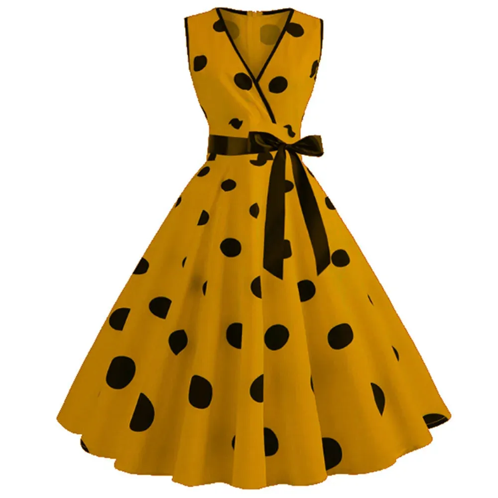 Funki Buys | Dresses | Women's Retro Swing Polka Dot Dresses