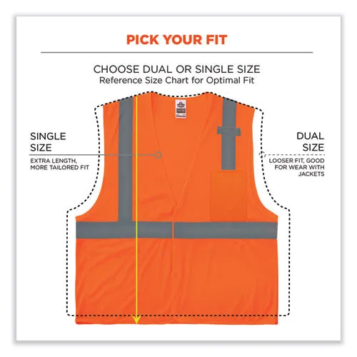 Glowear 8210hl-s Single Size Class 2 Economy Mesh Vest, Polyester, Medium, Orange, Ships In 1-3 Business Days