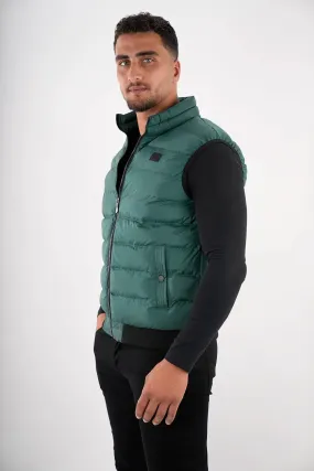 Green Vest Puffer With Side Pockets