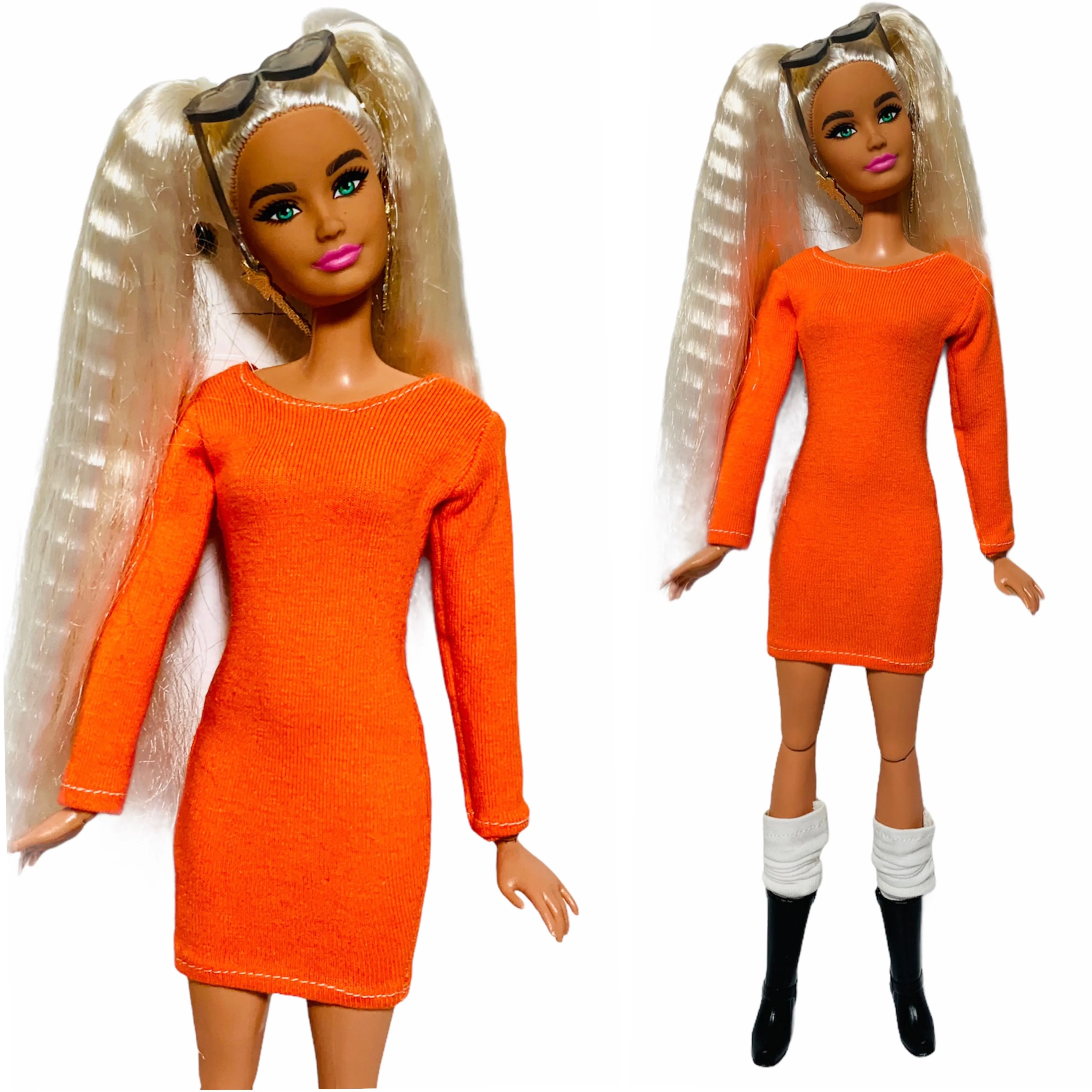 Halloween dress for Barbie doll orange Dress