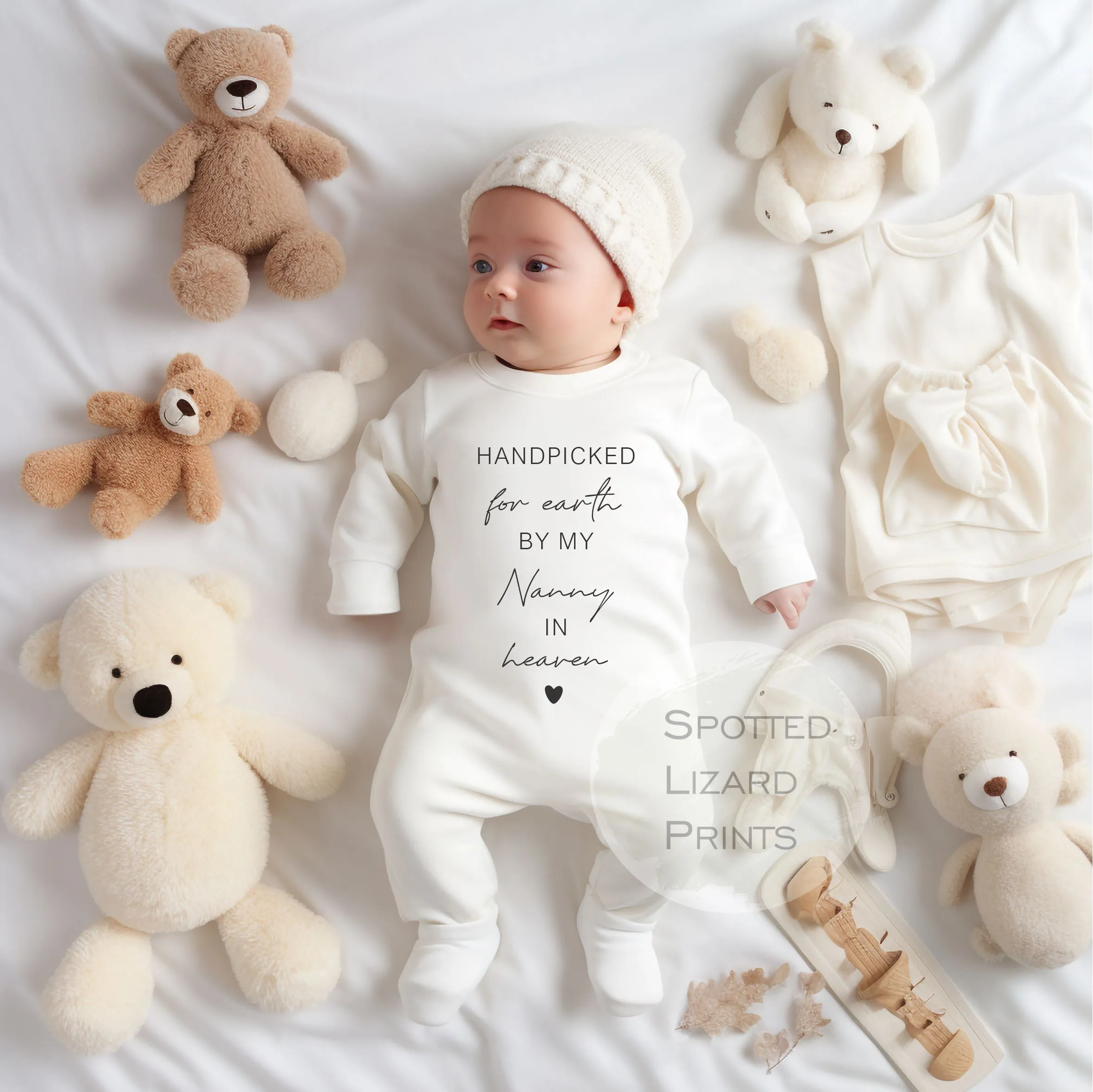 Handpicked for earth by my Grandparent in Heaven Baby Vest or Rompersuit New Baby announcement - Welcome to the world - Coming Home Outfit