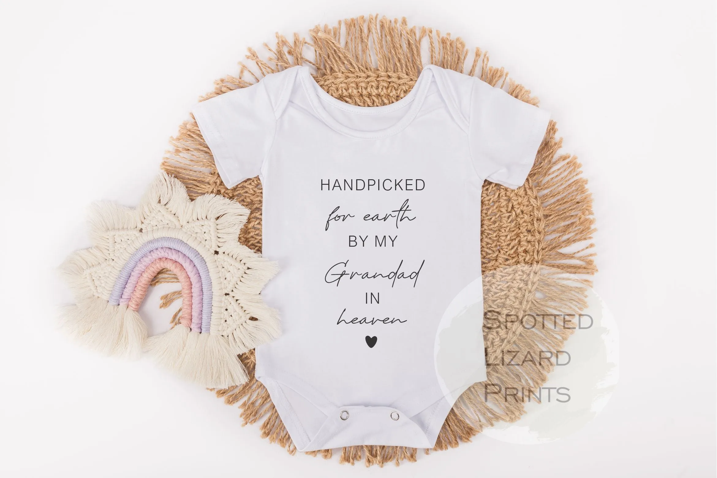 Handpicked for earth by my Grandparent in Heaven Baby Vest or Rompersuit New Baby announcement - Welcome to the world - Coming Home Outfit