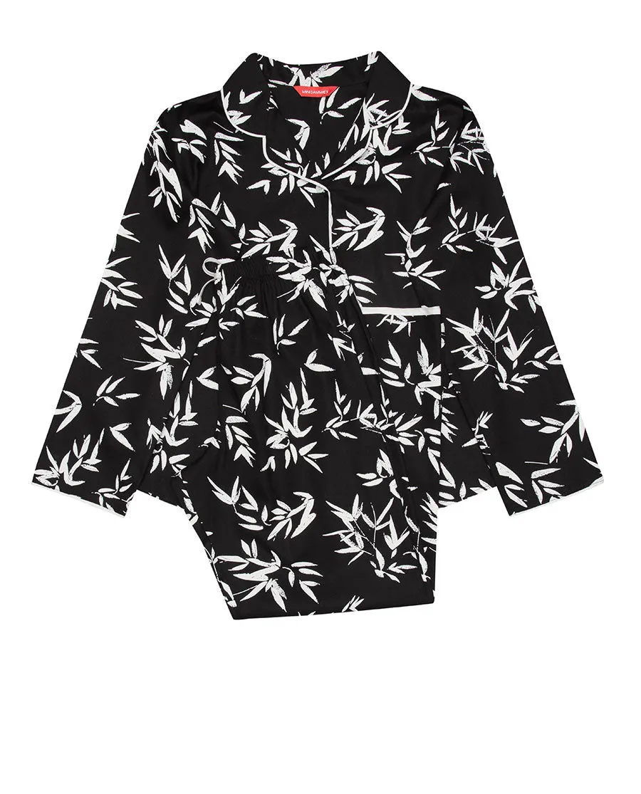 Katie Black Bamboo Leaf Print Pyjama Set