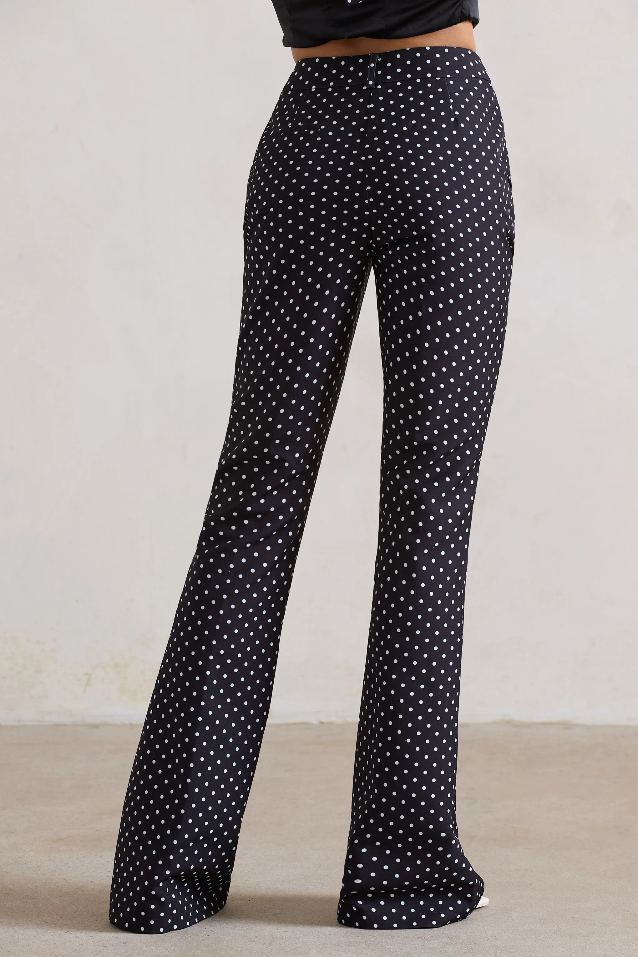 Kehlani | Black Polka Dot High Waist Wide Leg Trousers