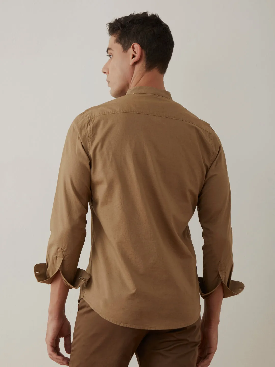 Khaki Chinese Collar Shirt