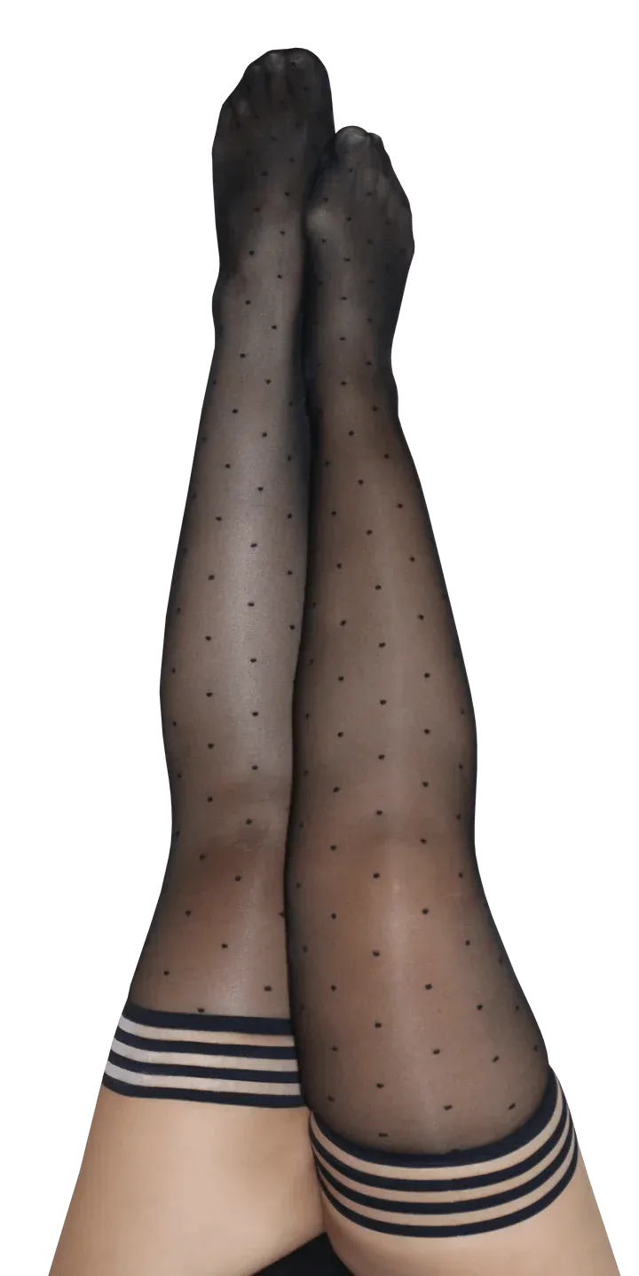 Kix'ies Ally Black Polka Dot Thigh Highs