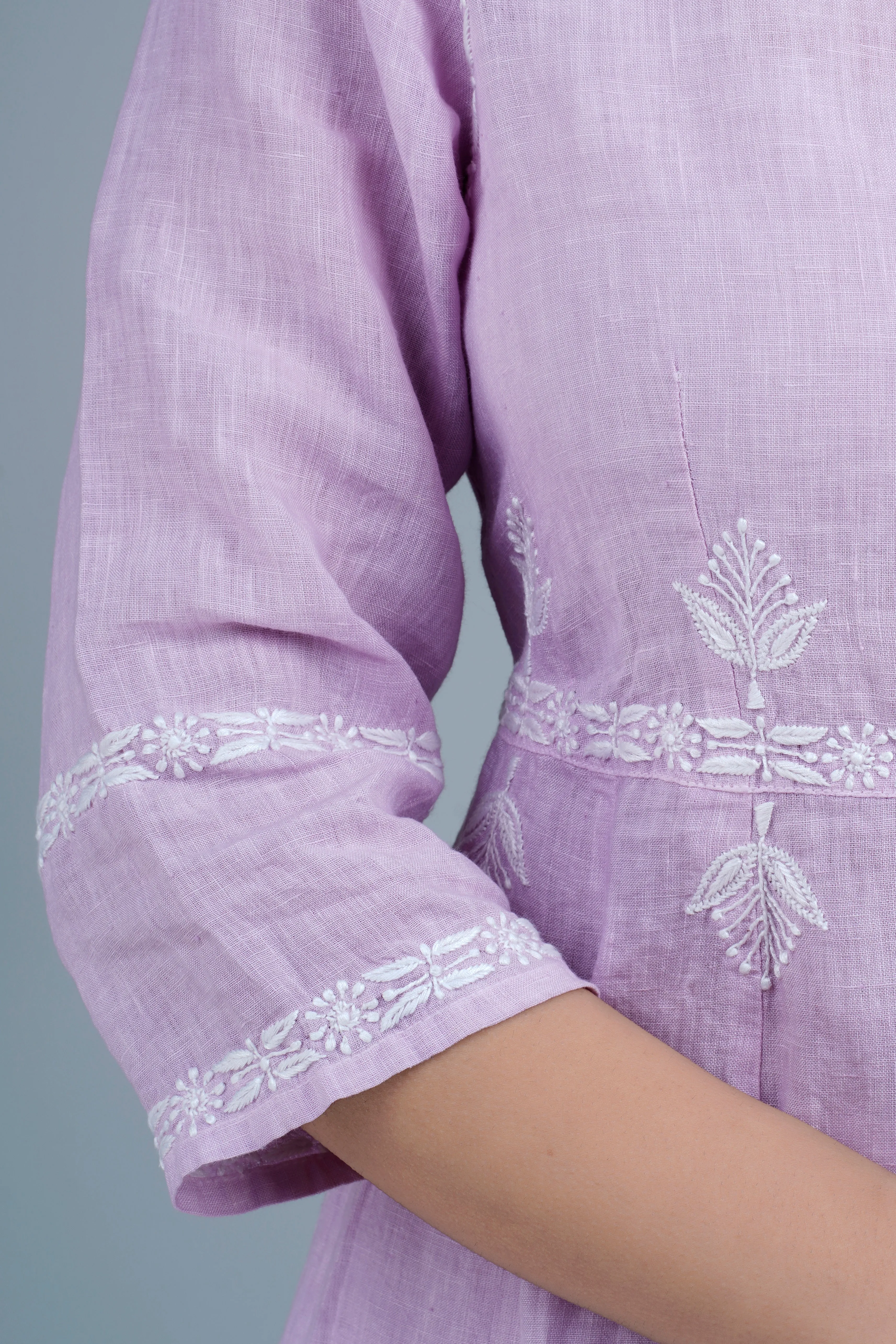 LALITA Linen-Cotton Hand Embroidered Tunic Kurti: Made to Order/Customizable