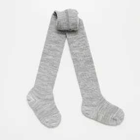 Lamington Merino Tights Cable - Light Grey Marle