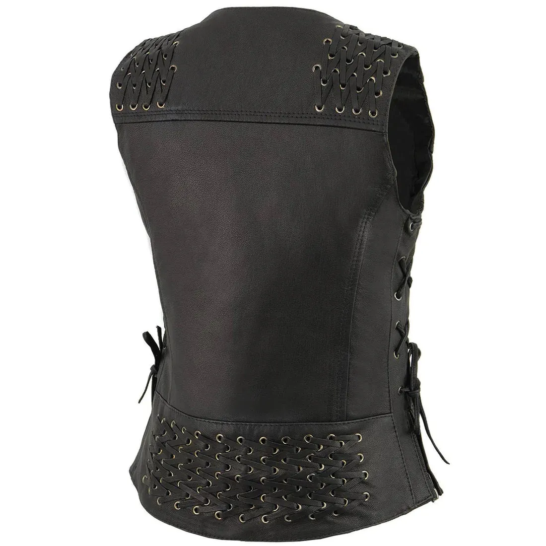 Lightweight Lace to Lace Lower Zip Expansion Motorcycle Rider Vest