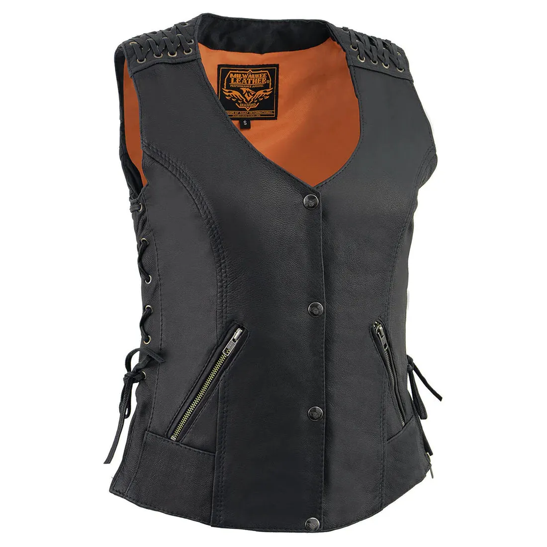 Lightweight Lace to Lace Lower Zip Expansion Motorcycle Rider Vest