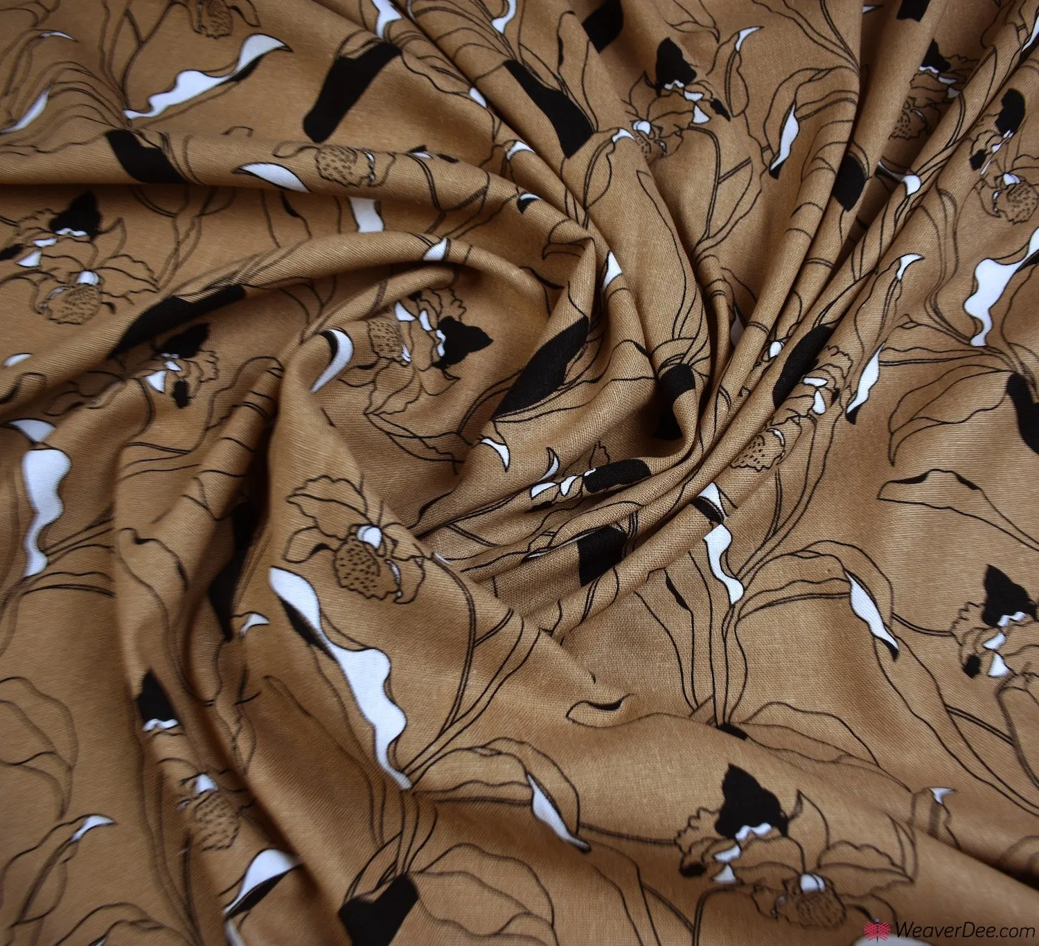 Linen Blend Fabric - Bloomsbury Floral Brown