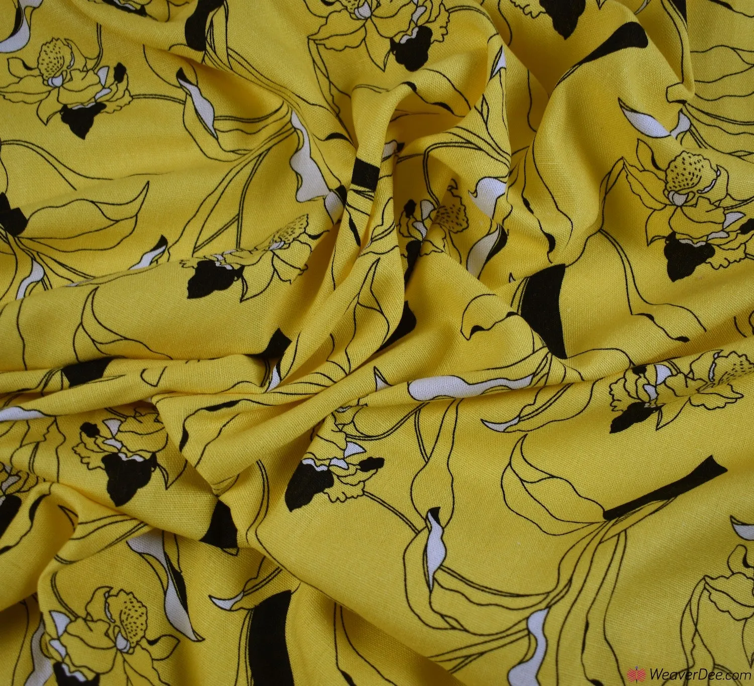 Linen Blend Fabric - Bloomsbury Floral Yellow