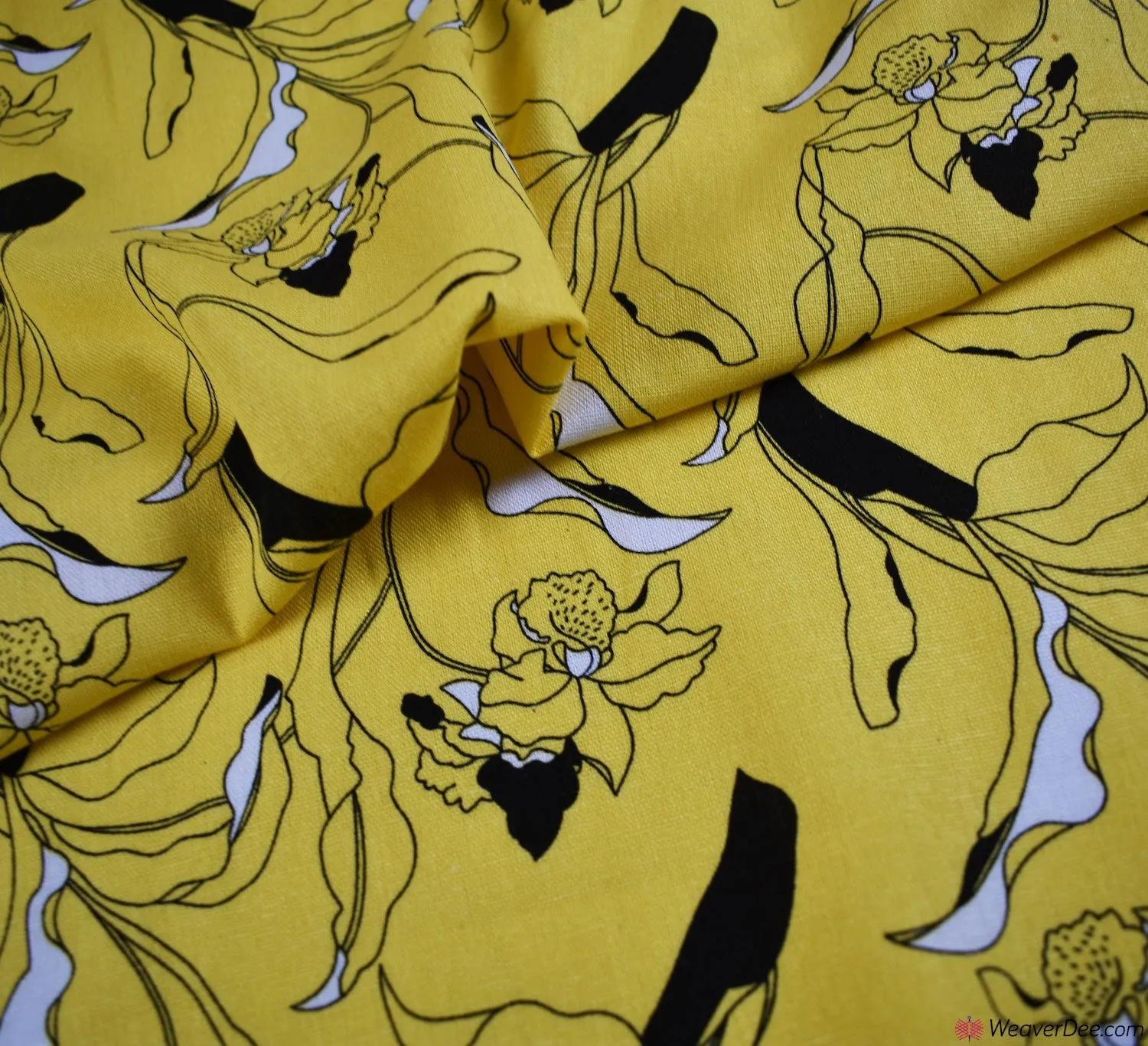 Linen Blend Fabric - Bloomsbury Floral Yellow