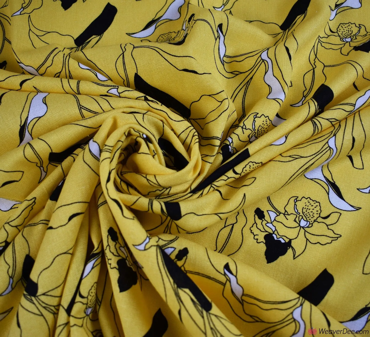 Linen Blend Fabric - Bloomsbury Floral Yellow