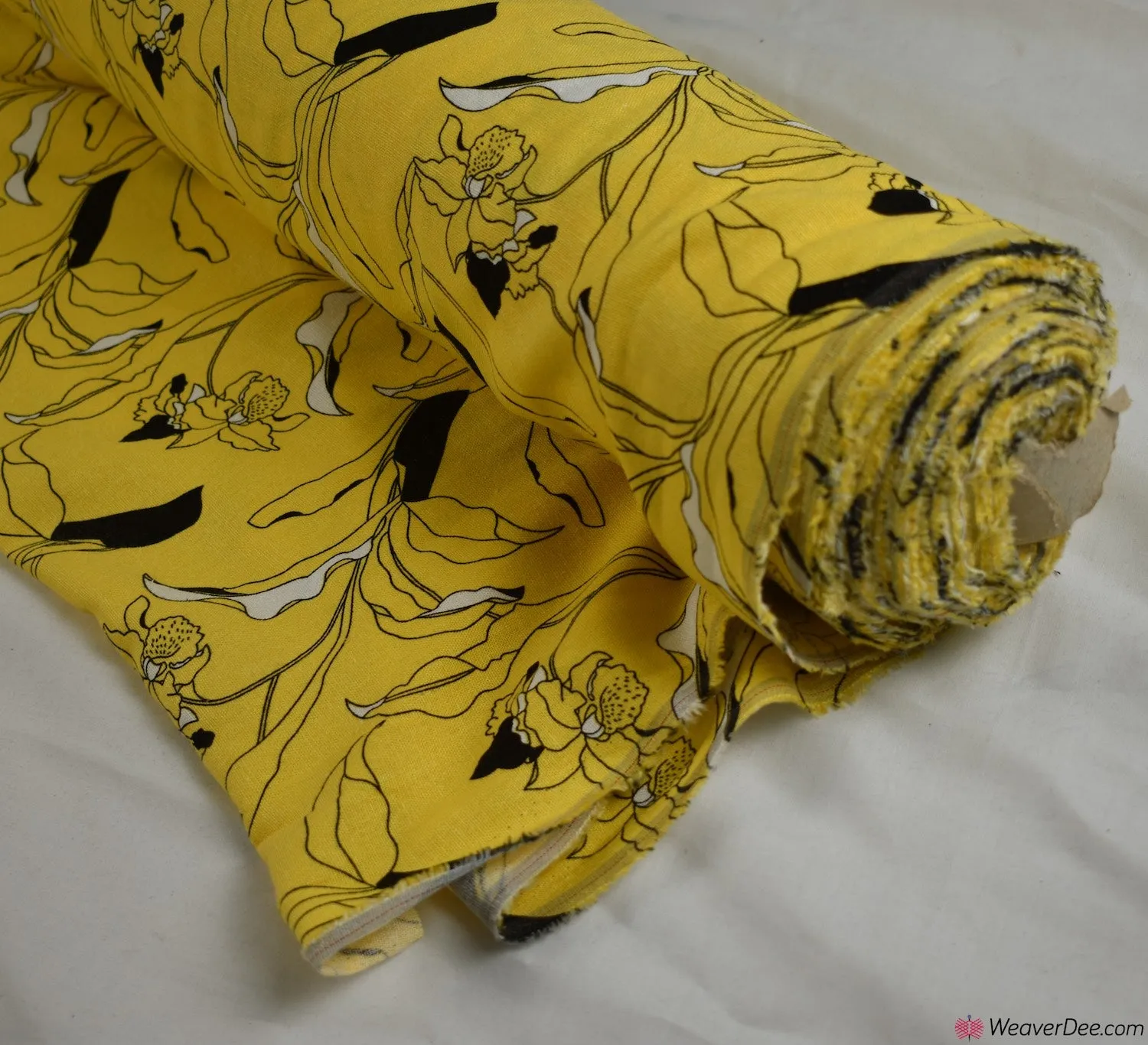 Linen Blend Fabric - Bloomsbury Floral Yellow