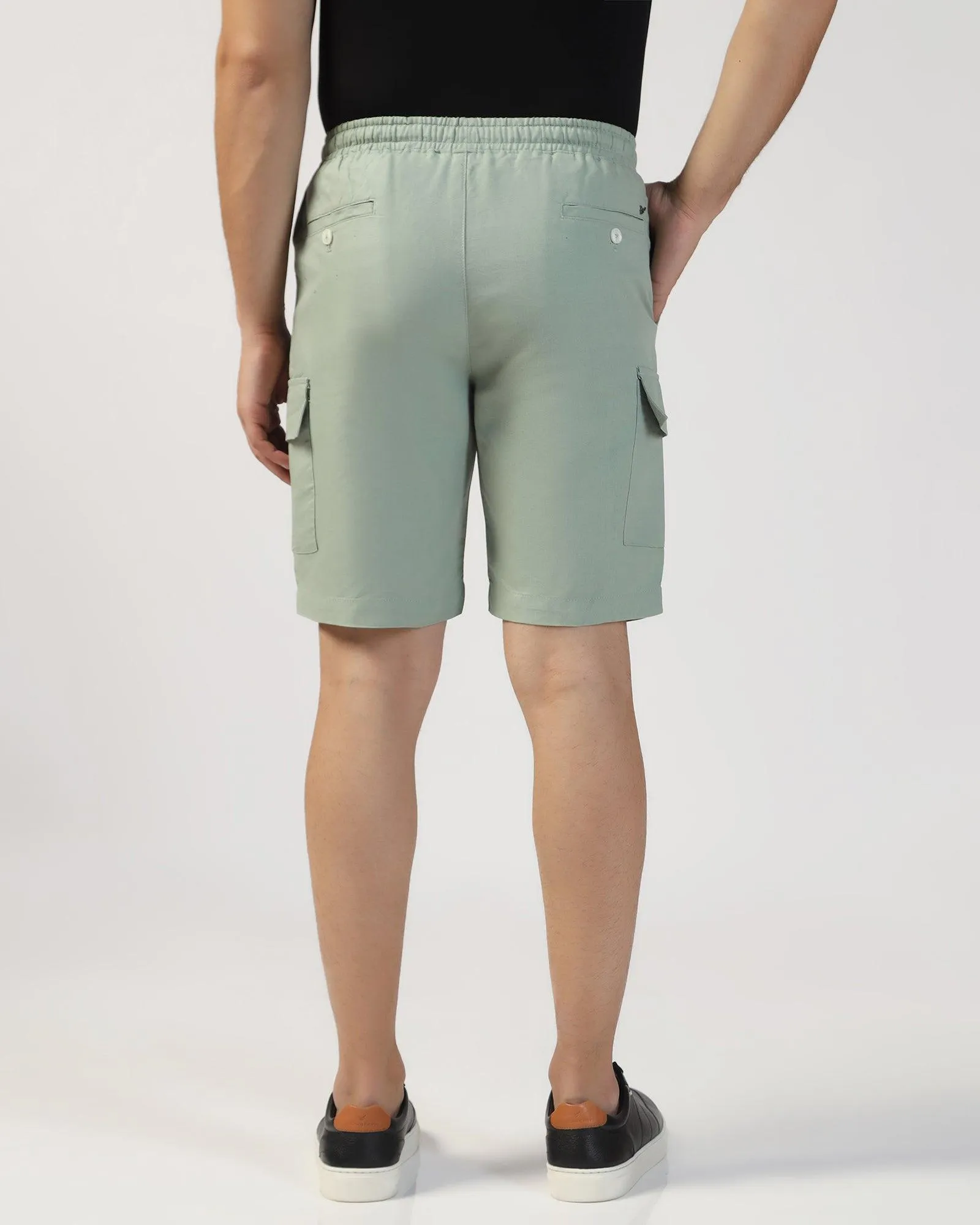 Linen Casual Green Solid Shorts - Kin