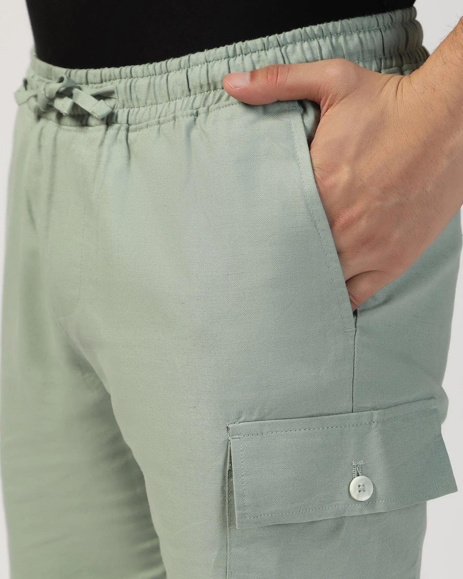 Linen Casual Green Solid Shorts - Kin