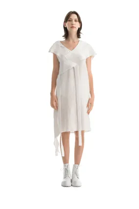 Linen White Asymmetric Dress