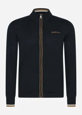 Long sleeve sport zip thru - black