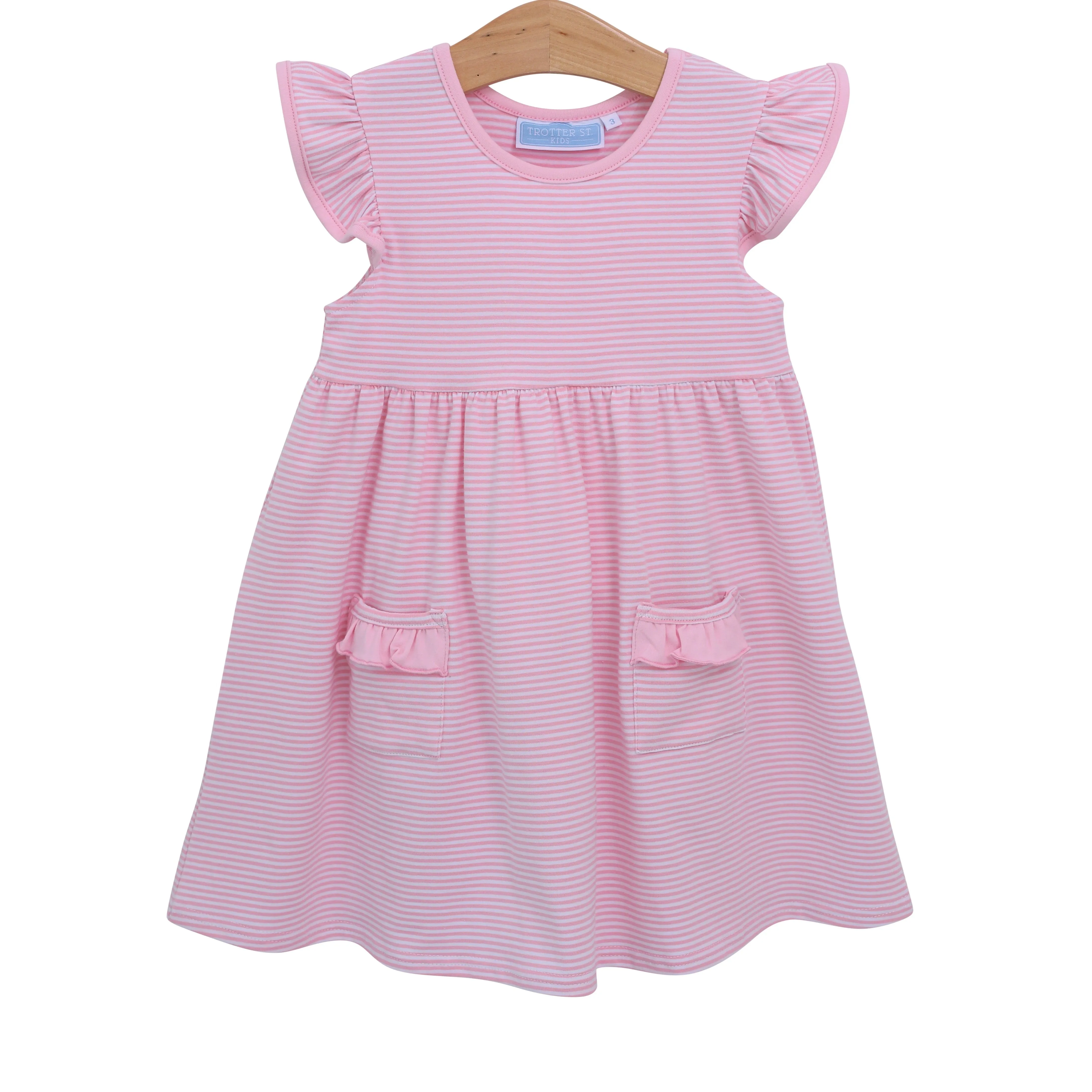 Lucy Dress - Light Pink Stripe