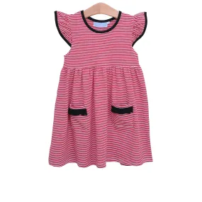 Lucy Game Day Dress - Red & Black Stripe