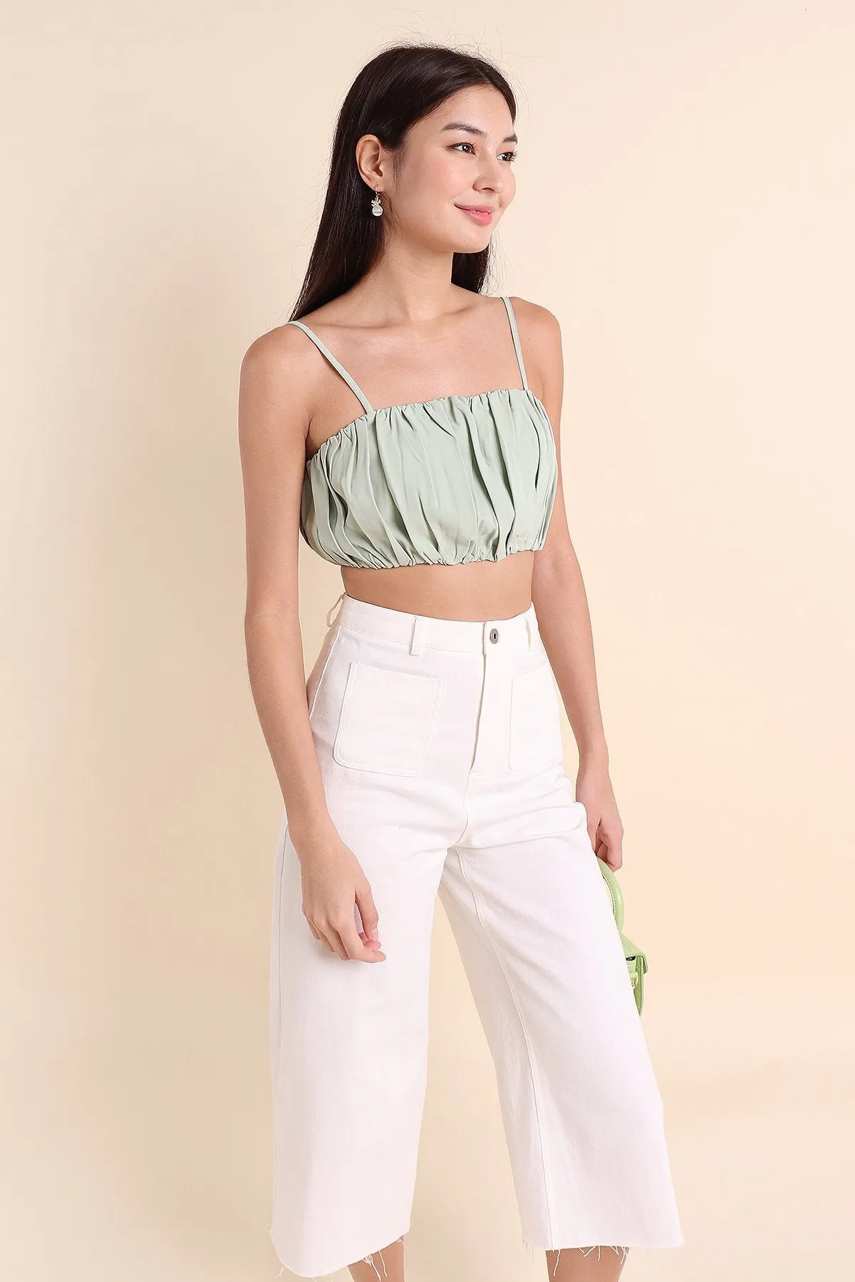 MADEBYNM 7 DAYS SUBSTANCE CROPPED TOP IN FROST SAGE