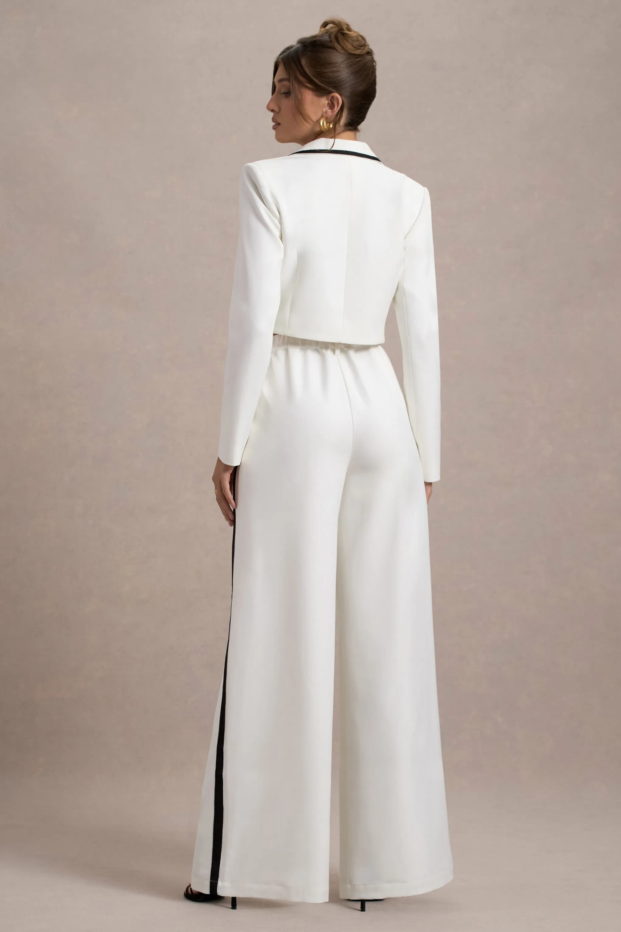 Maiya | White High-Waist Wide-Leg Trousers