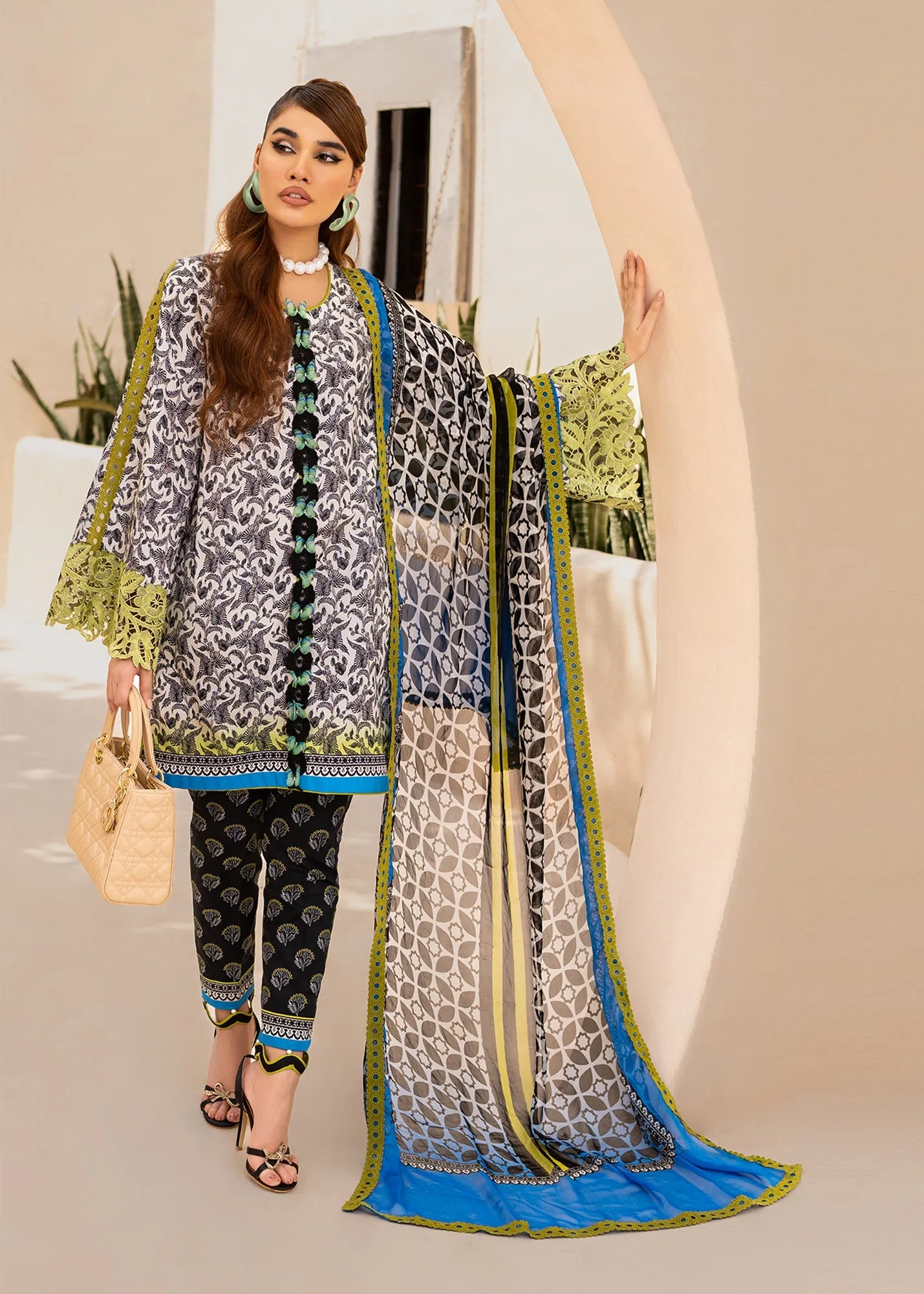 Maria Osama Khan Raya Lawn Collection – Azure (MR-03)