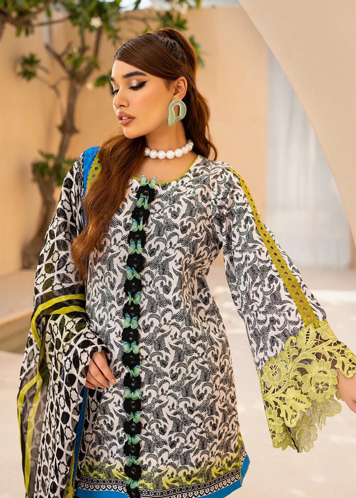 Maria Osama Khan Raya Lawn Collection – Azure (MR-03)